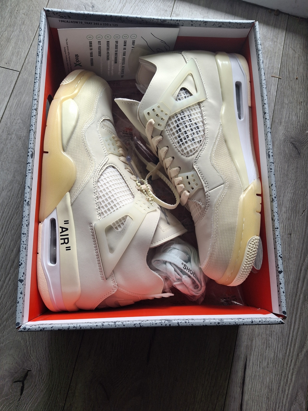 Off-White x Nike-style Men's Cream Retro Basketball Sneakers